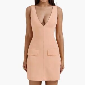 House of CB Peach V-Neck Mini Dress